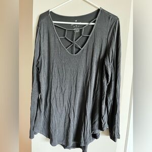 AE Strappy Cage Neck Long Sleeve Soft N Sexy Top